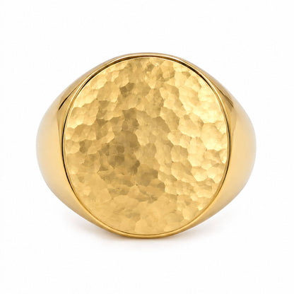 Hammered Flat-Top Signet Ring | Tanya EcoDunia