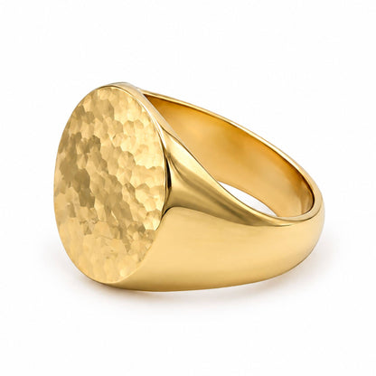 Hammered Flat-Top Signet Ring | Tanya EcoDunia