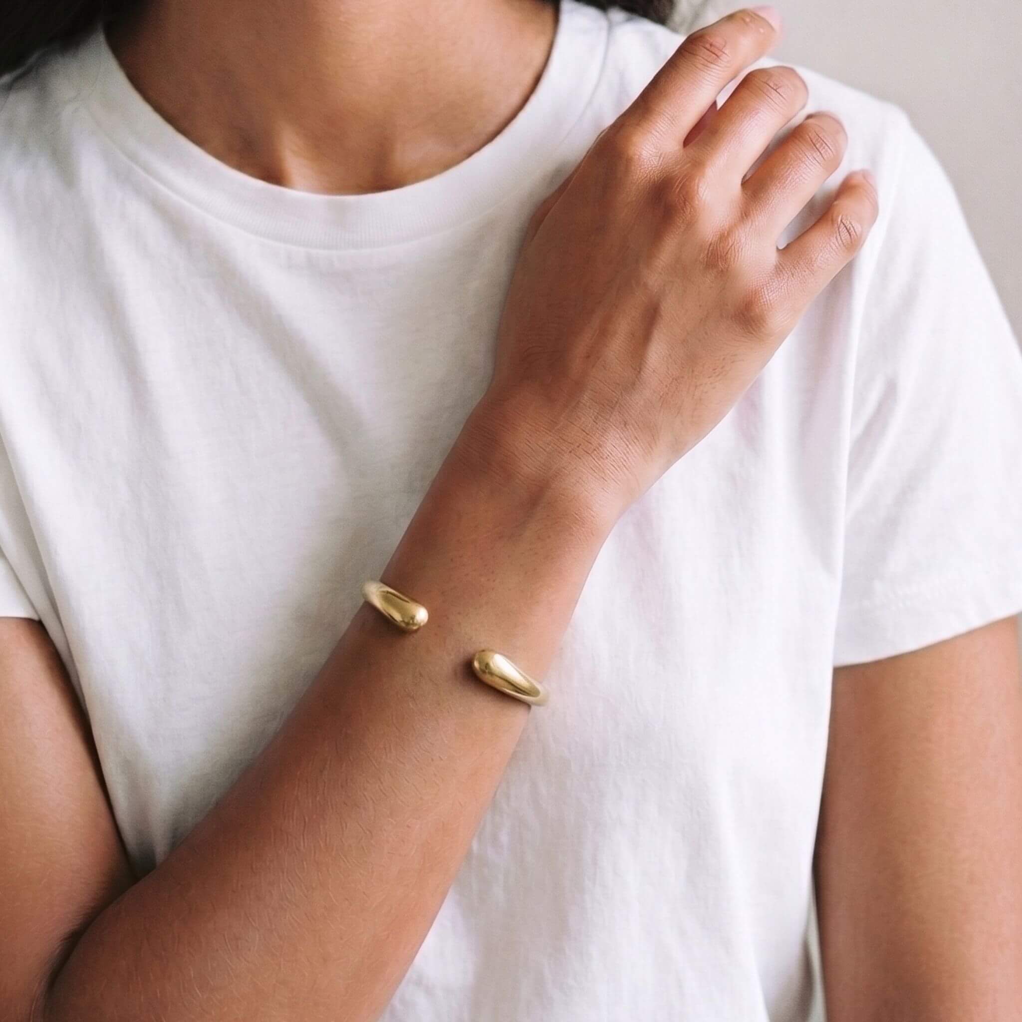 Teardrop Brass Cuff Bracelet | Smooth Open Cuff