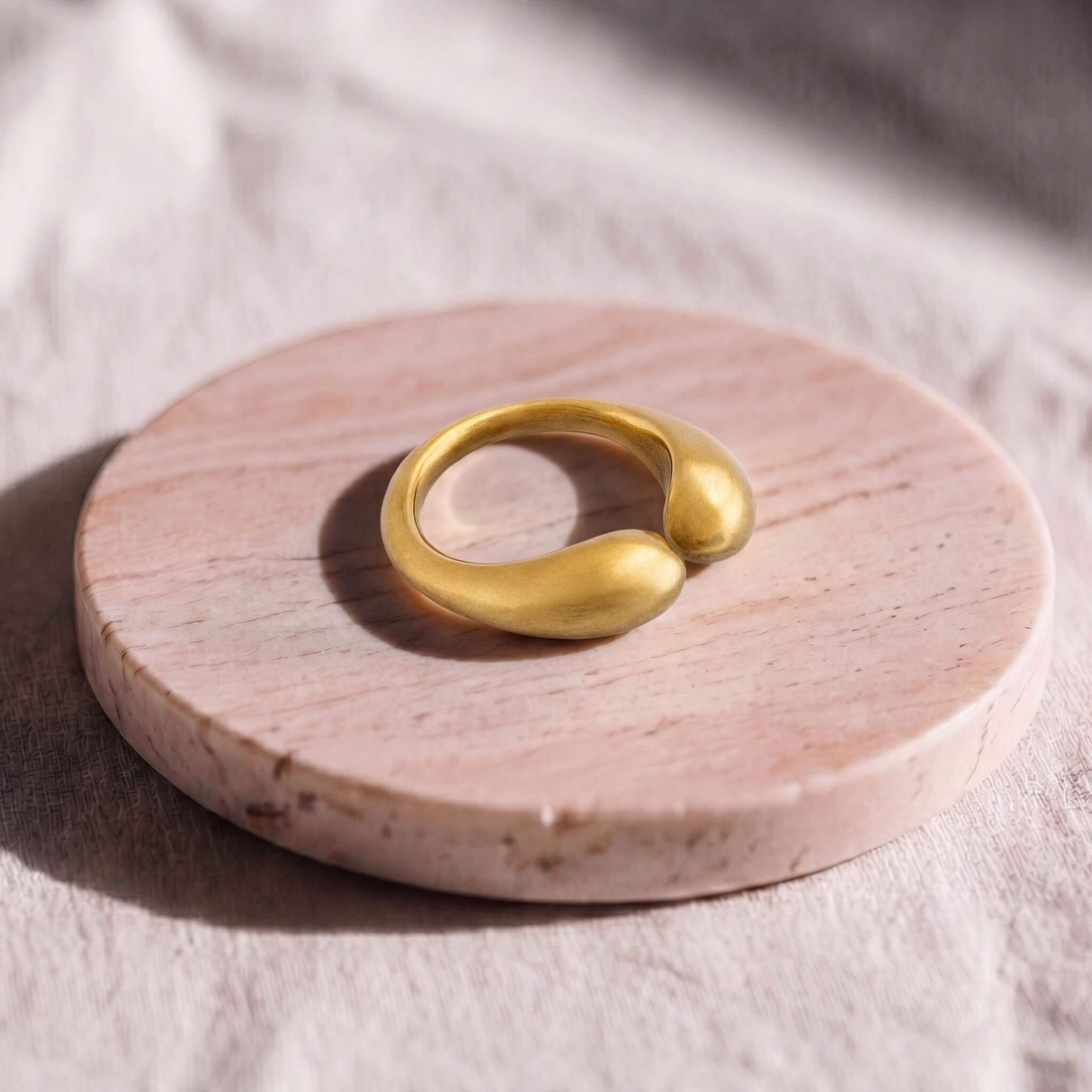 Teardrop Petal Brass Open Ring for Women | Asali Ecodunia