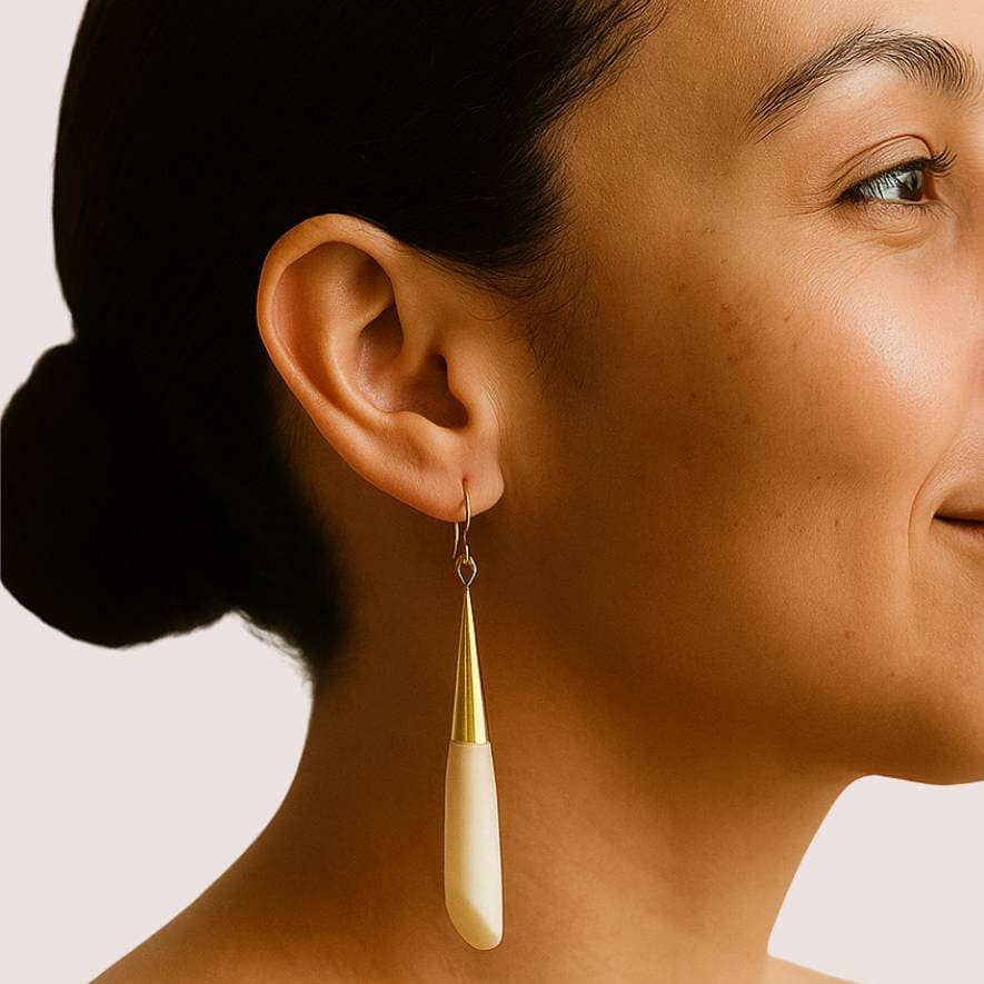 Brass Teardrop and Bone Earrings for Women - Shela