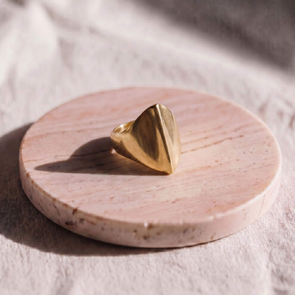 Tunu Adjustable Brass Statement Ring for Women Ecodunia