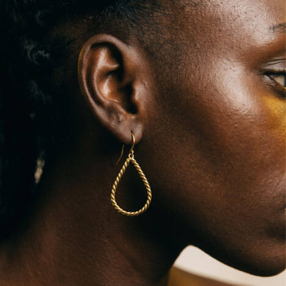 Twisted Brass Hoop Earrings for Women | Rosa Ecodunia