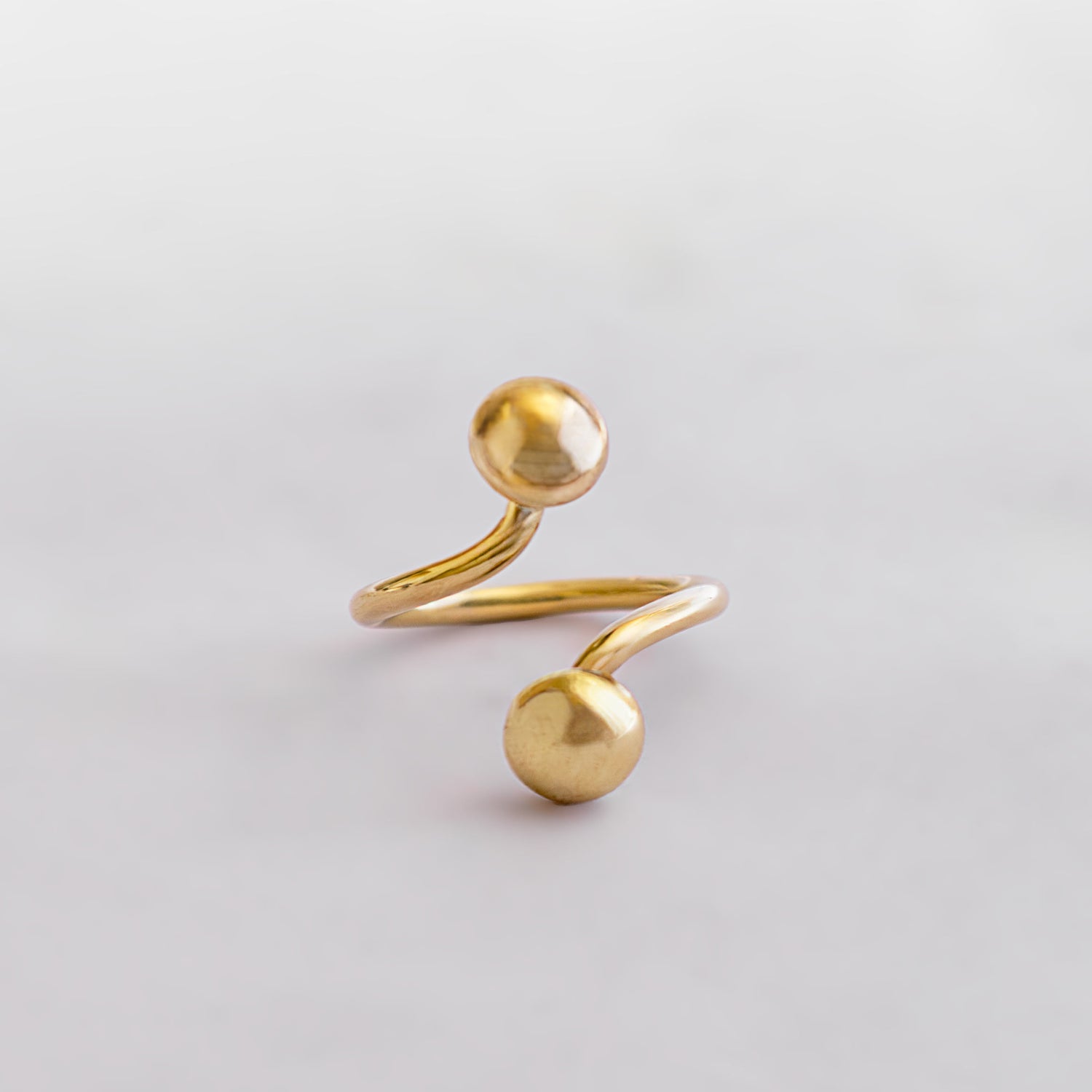 Adjustable Double Dot Wrap Brass Ring for Women - Twiga