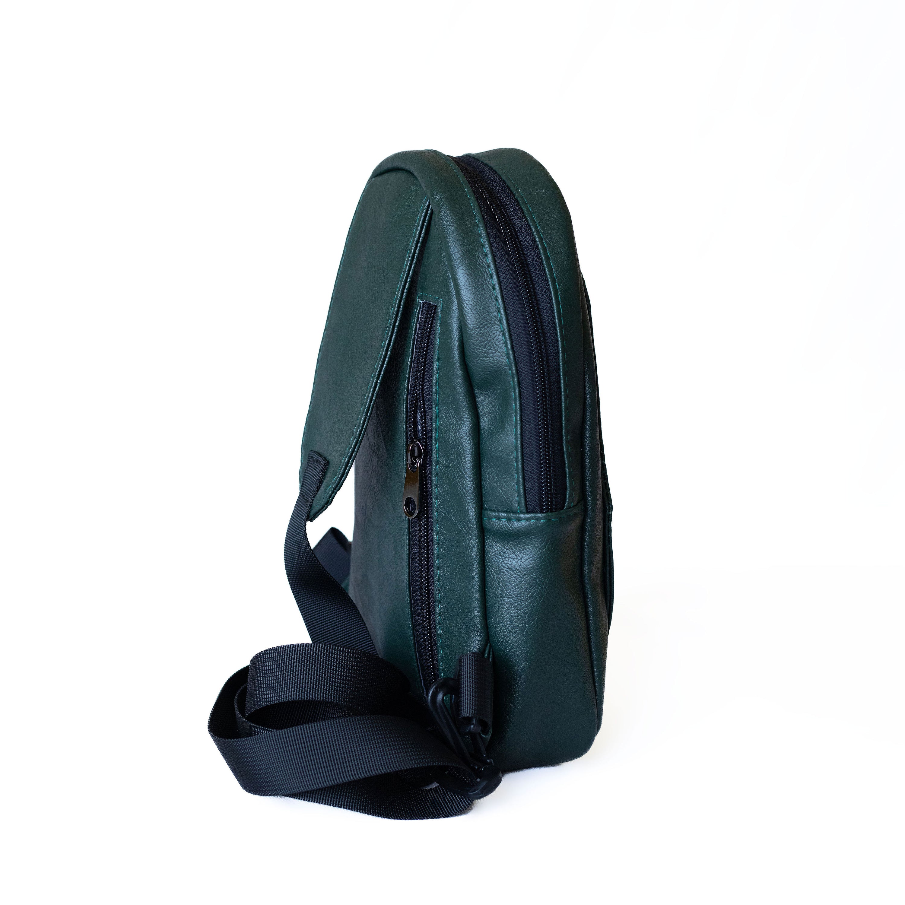 Buru forest green vegan leather sling bag lifestyle 