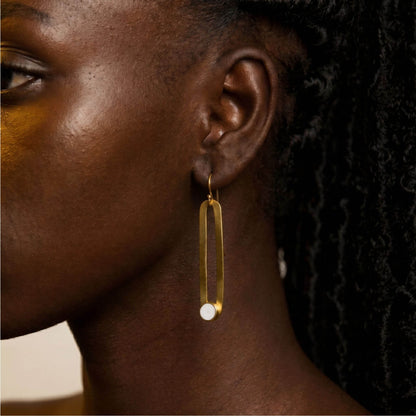 Brass &amp; Horn Drop Hoop Earrings | Lila Ecodunia 