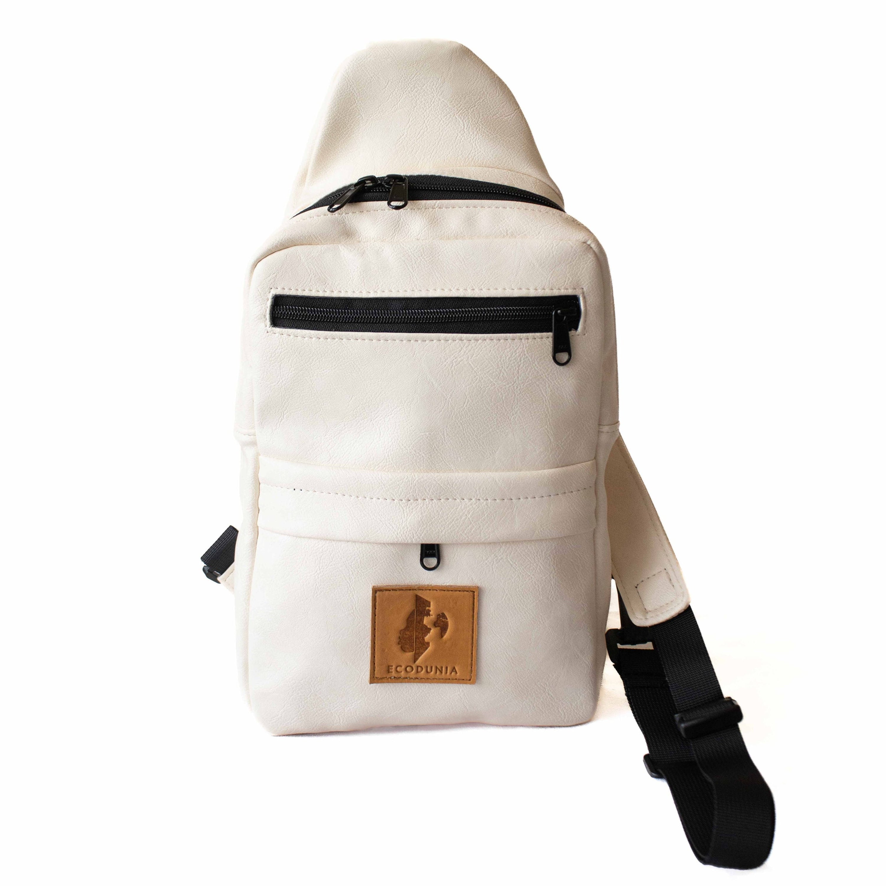 Umoja cream vegan leather men crossbody sling bag 
