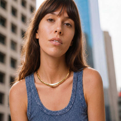 Hammered Wide Neck Cuff Brass Choker Necklace for Women | Msala - EcoDunia