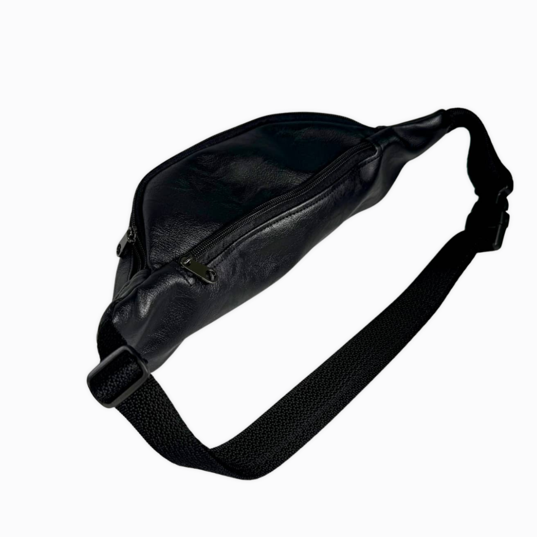 Vegan Leather Fanny Pack-  Black