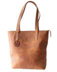 Tsavo with zipper-  Everyday Leather Tote - Tan Pull up