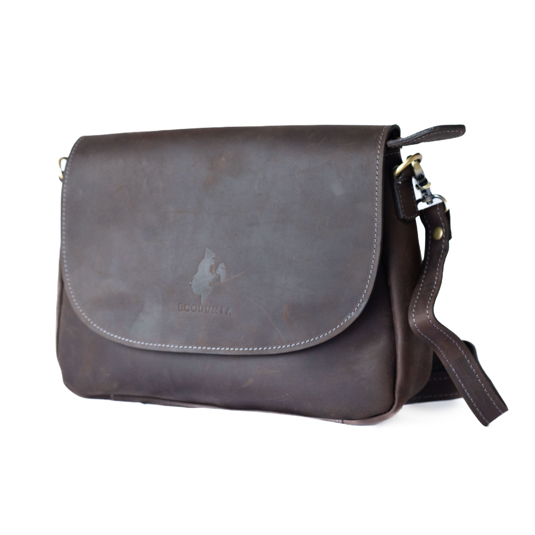 Lamu Cross Body Bag - Mocha Pull Up Leather