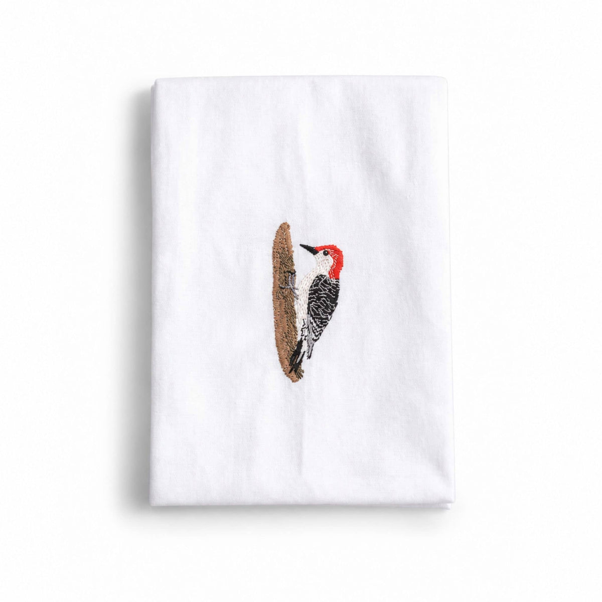 Woodpecker Embroidered Cotton Cloth Napkins, Handmade Set 