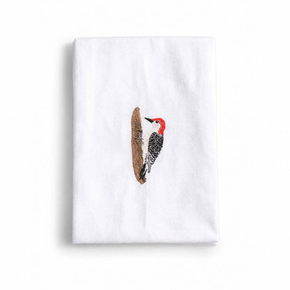 Woodpecker Embroidered Cotton Cloth Napkins, Handmade Set 