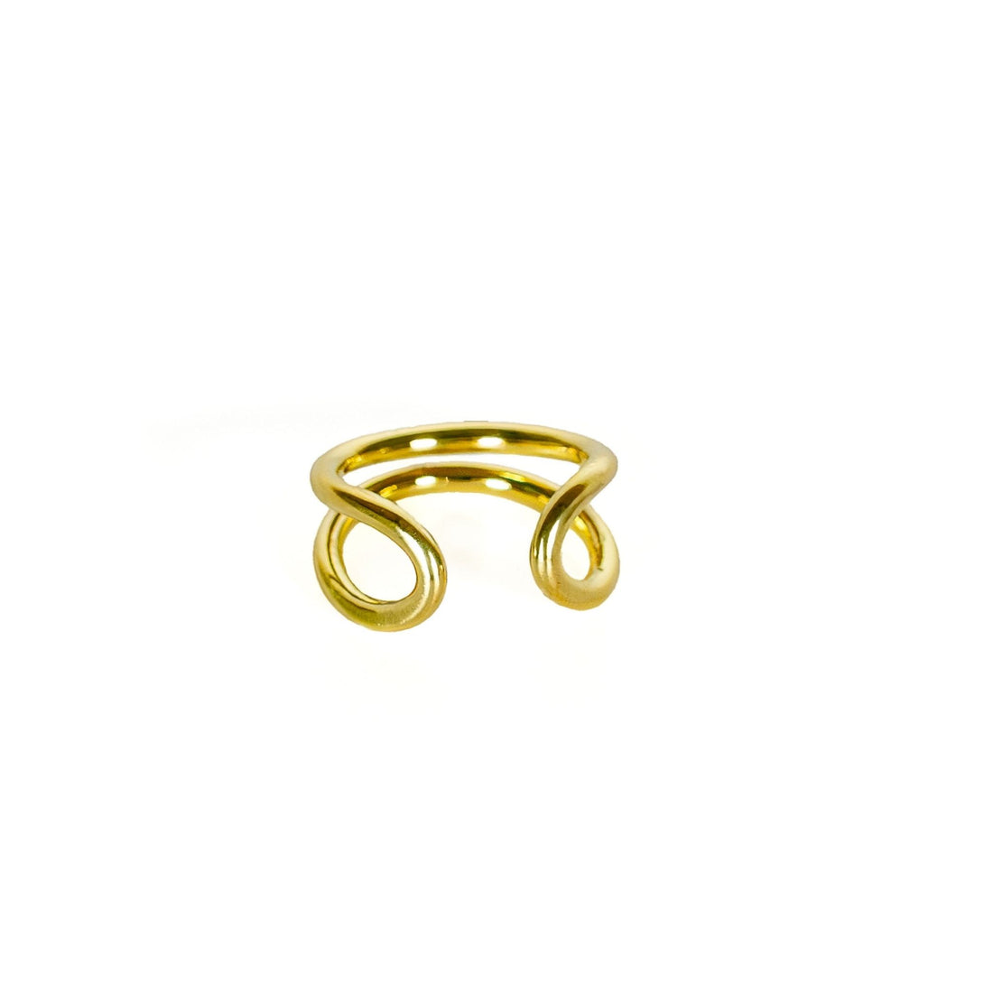 Adjustable Double Loop Ring in Brass - Raha