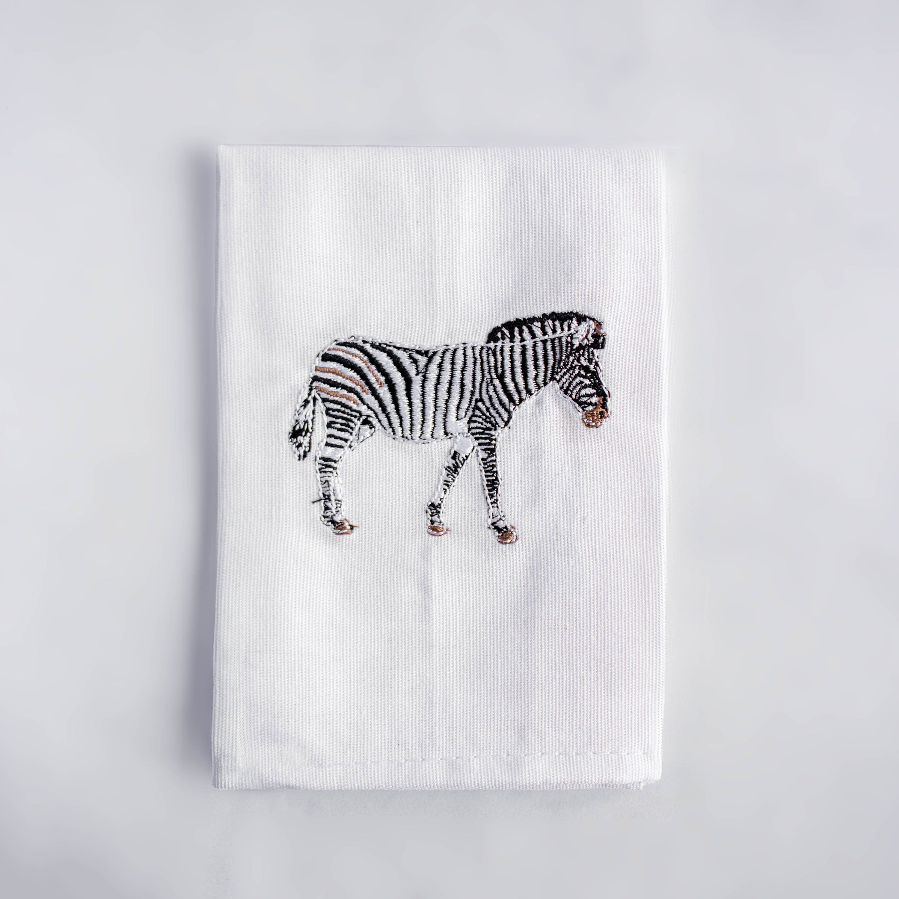 African Wildlife Embroidered Cotton Napkins - Handmade 