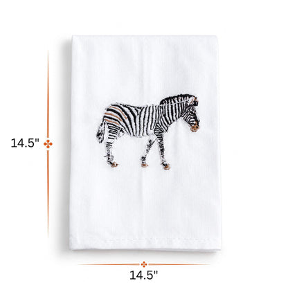 Zebra Embroidered Cotton Napkins - Handmade - EcoDunia 