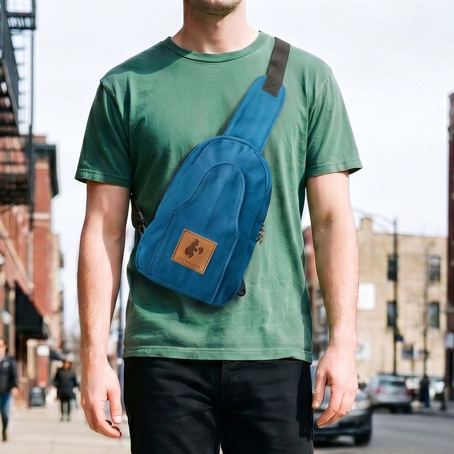 Buru small canvas crossbody sling bag in Zilly Blue — Ecodunia 