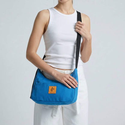 Zilly Blue Canvas Shoulder Crescent Bag 