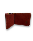 Patterned Leather Bifold Slim Wallet - Brick Red