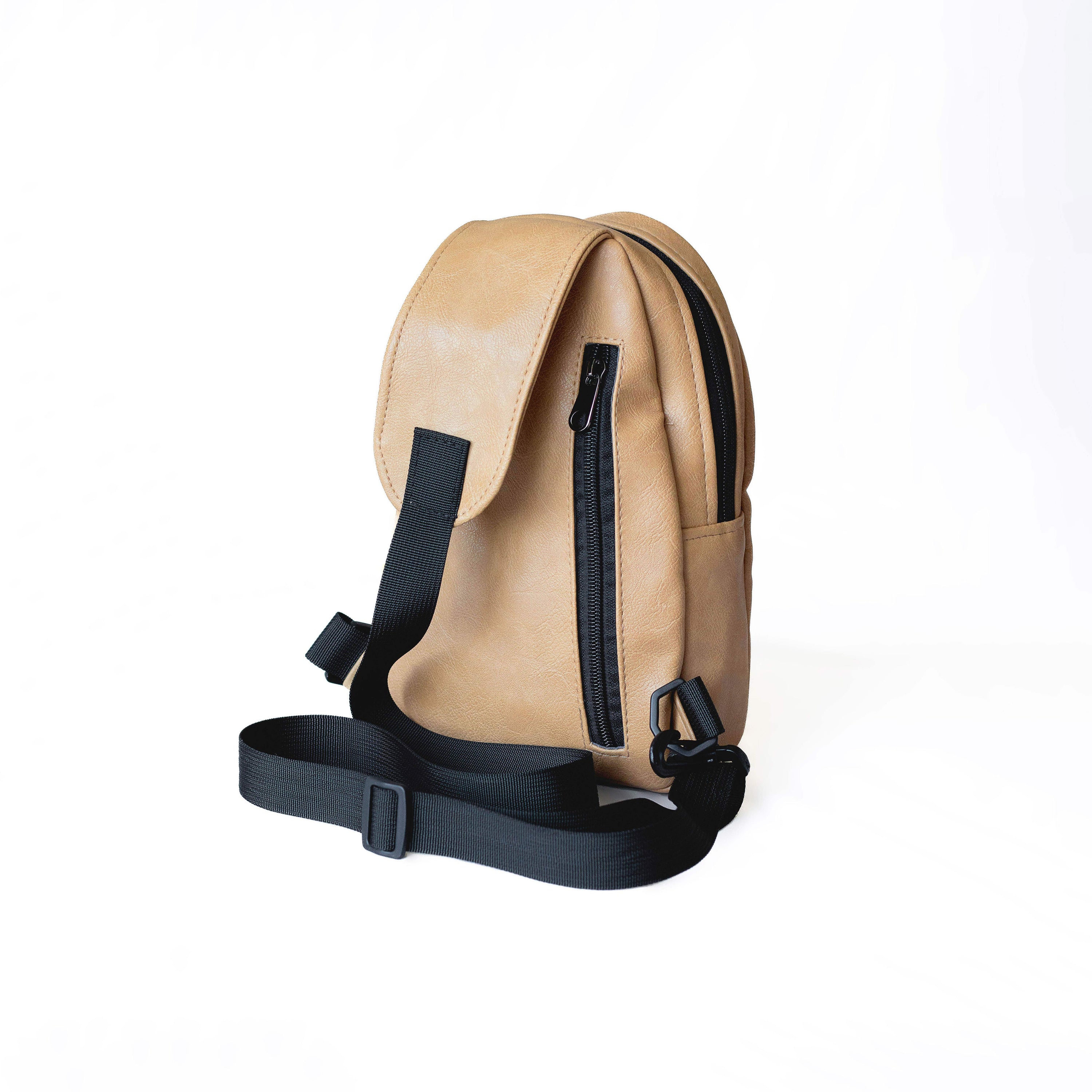 Buru latte vegan leather sling bag lifestyle 