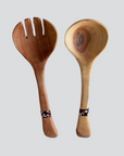 Wooden Salad Spoons - Beaded Round Shaped