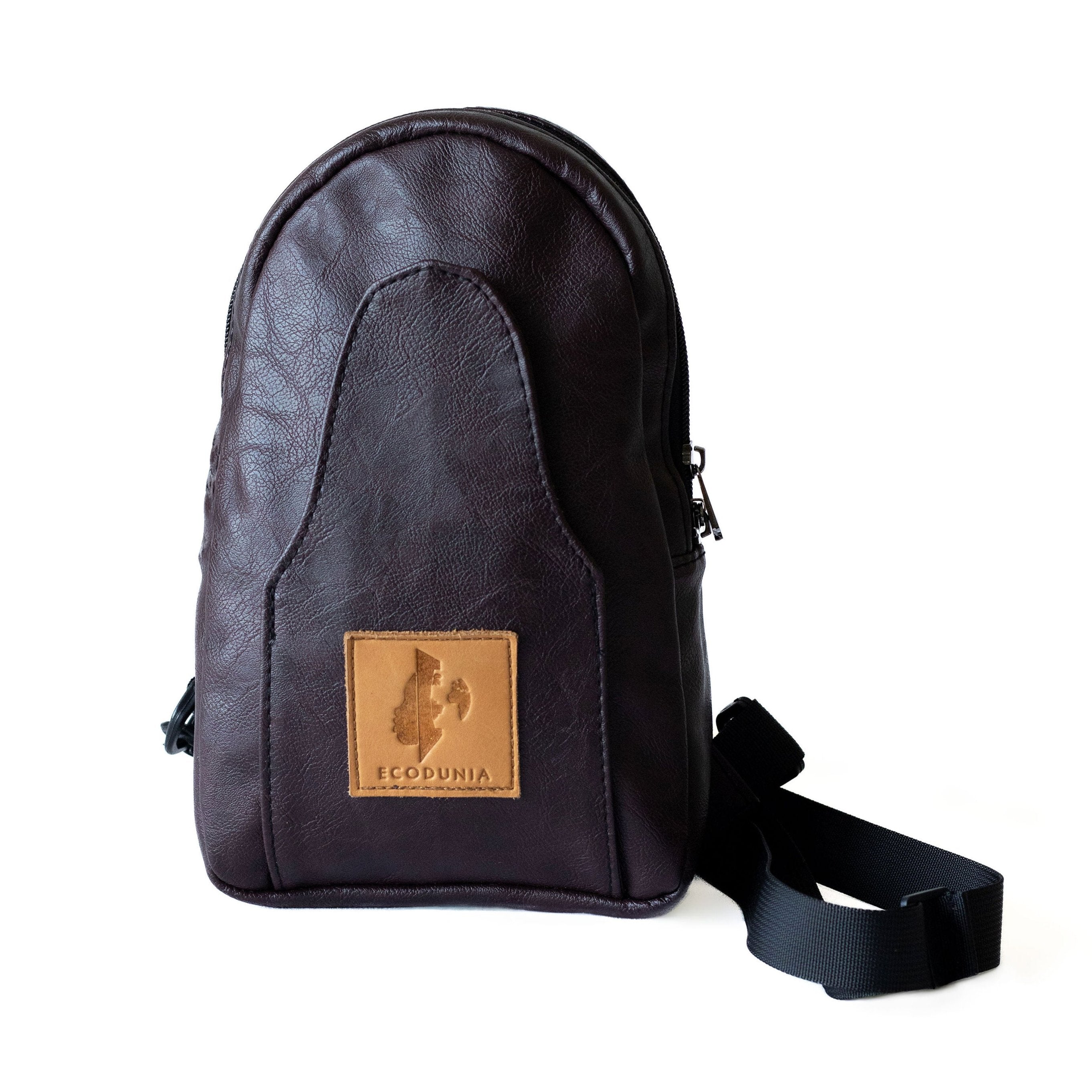 Buru plum vegan leather sling bag worn crossbody 