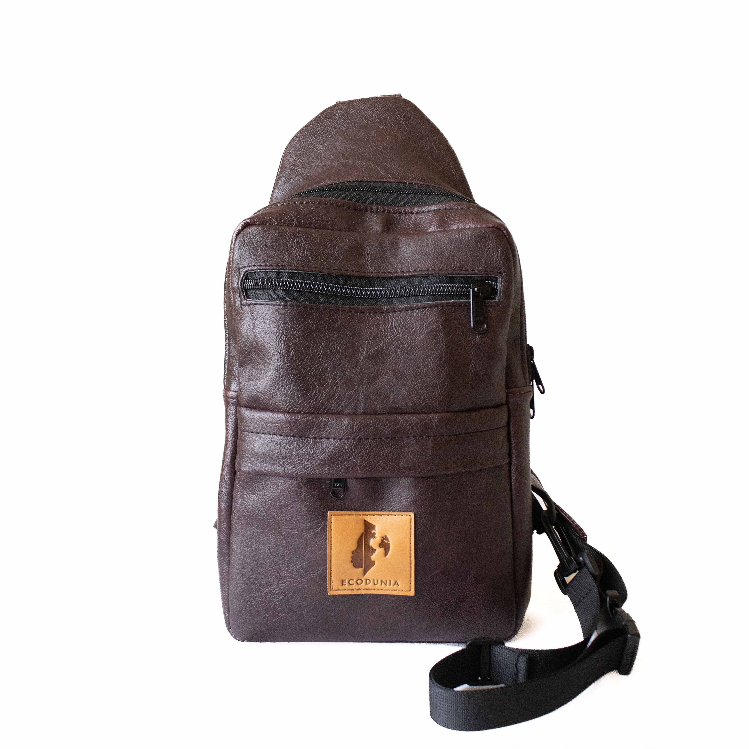 Umoja plum vegan leather men crossbody sling bag 