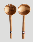 Wooden Salad Spoons - Beaded Round Shaped